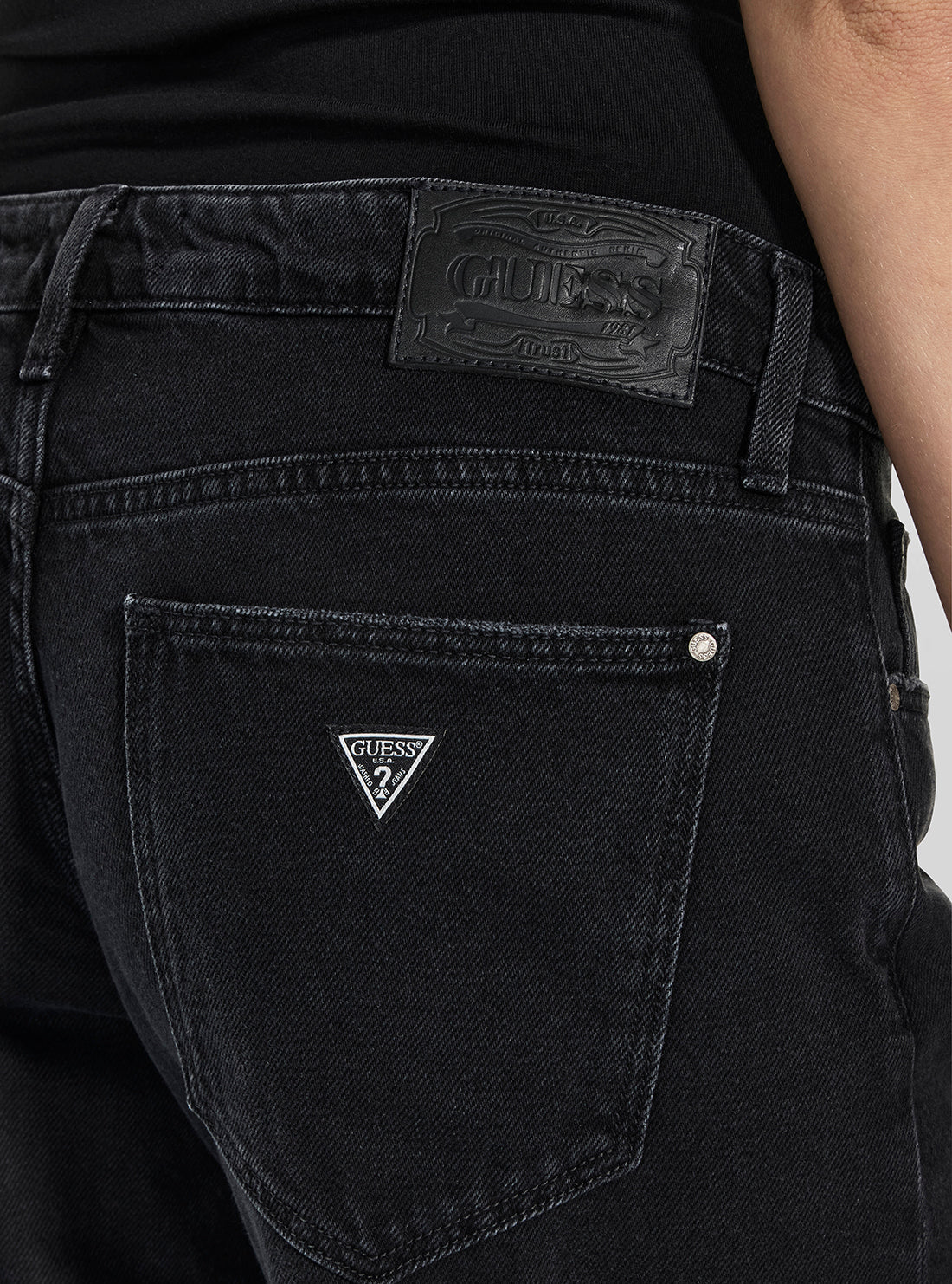 GUESS Womens Black Low Rise Baggy Jeans W5BA2KD0981 Back Detail View