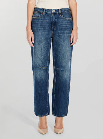GUESS Womens Mid-Rise Barrel Fit Jeans in Medium Wash W5BA2VD0460 Front View