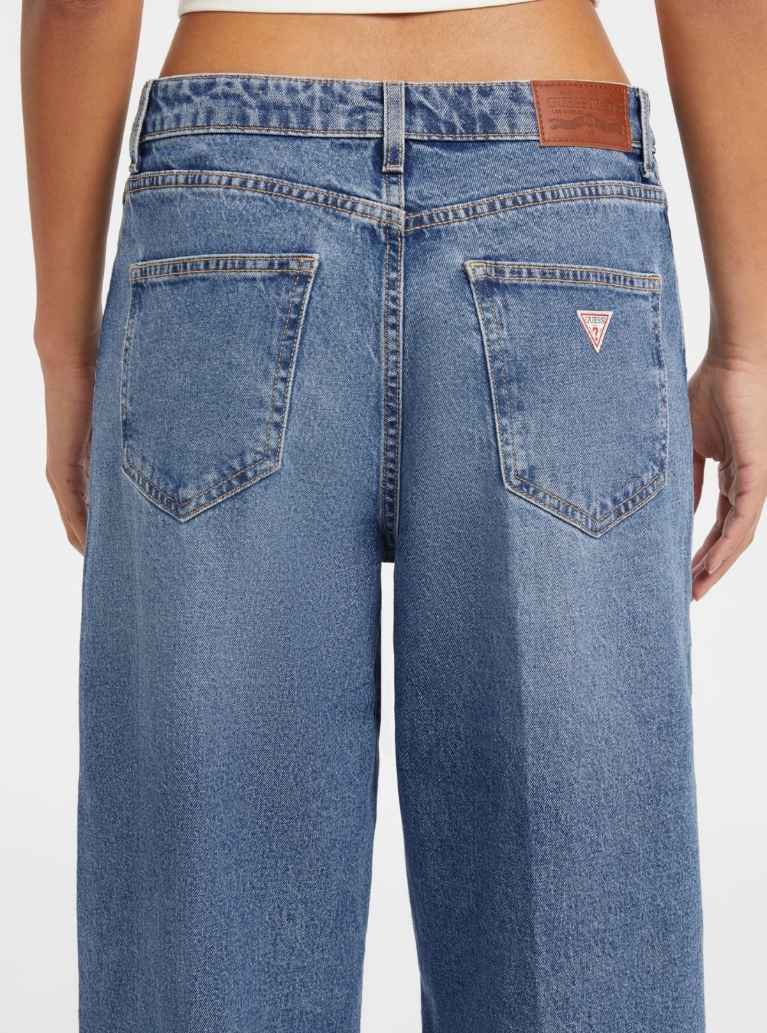 Guess Jeans Mid-Rise Barrel Jeans in Medium Wash W5BA2XD5M47 Back Detail View