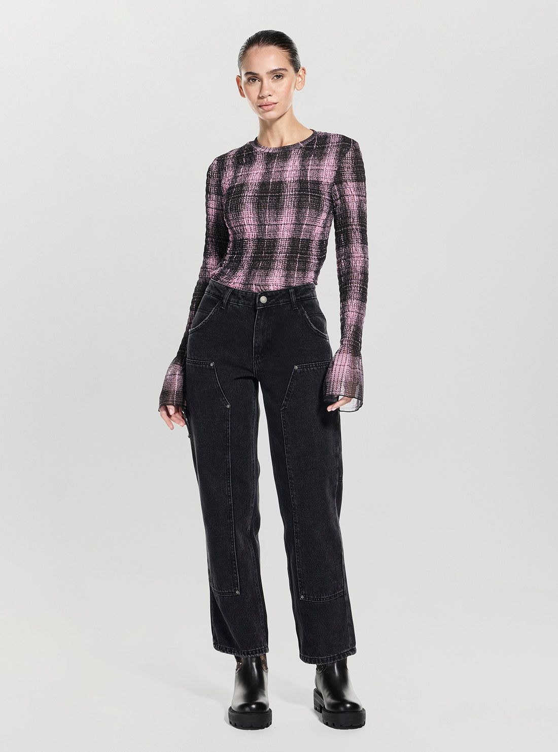 Guess Originals Black Zip Carpenter Pants W5BA3UD5R52 Full View