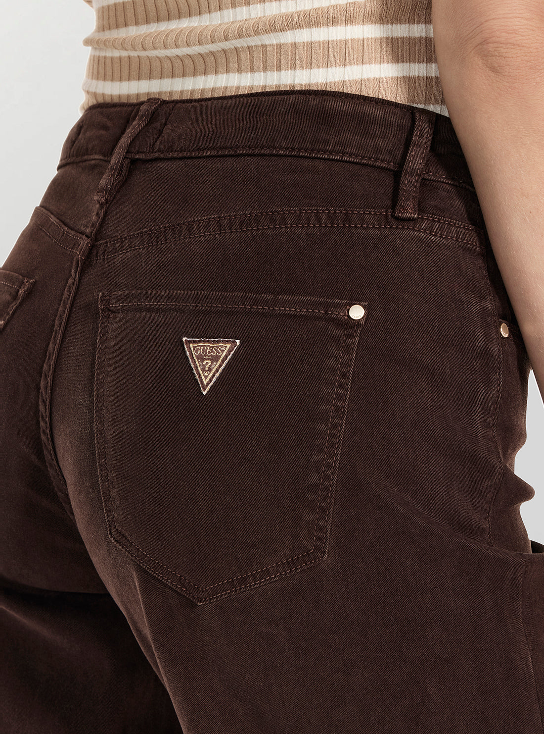 GUESS Womens Brown Mid-Rise Sexy Palazzo Jeans W5BA96WFQYB Back Detail View