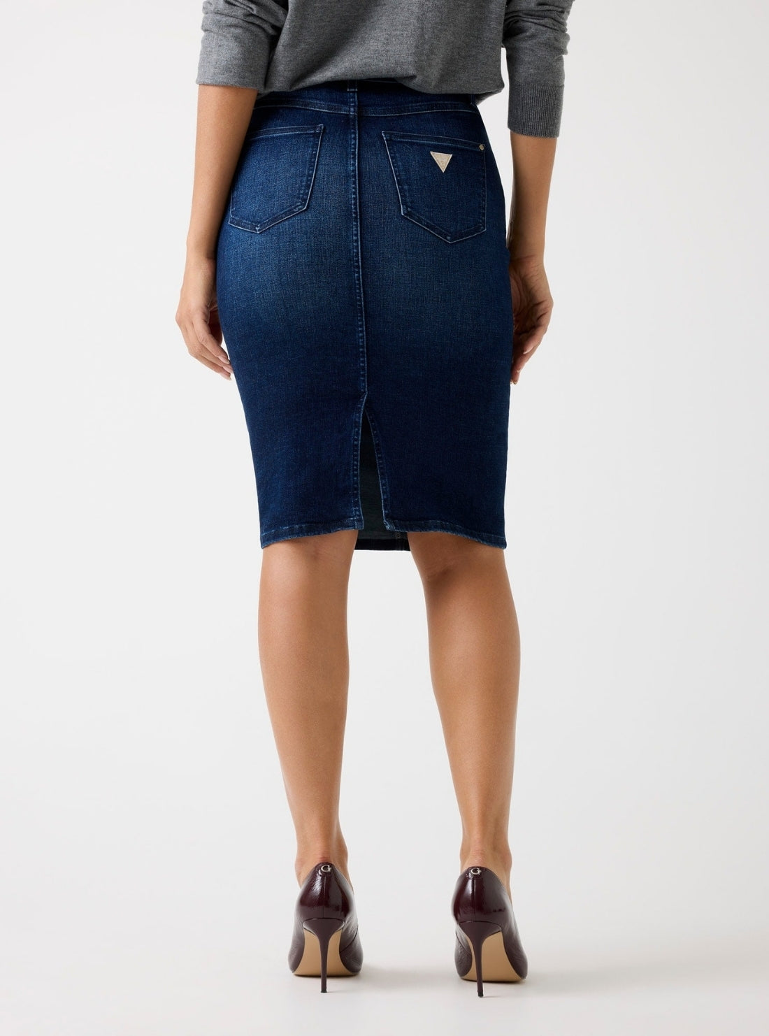 GUESS Womens Eco Blue Riley Longuette Midi Skirt W5BD1TD0791  Back VIew