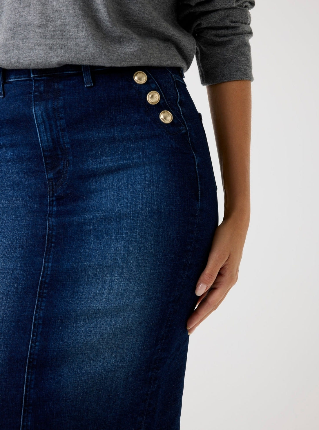 GUESS Womens Eco Blue Riley Longuette Midi Skirt W5BD1TD0791 Detail View