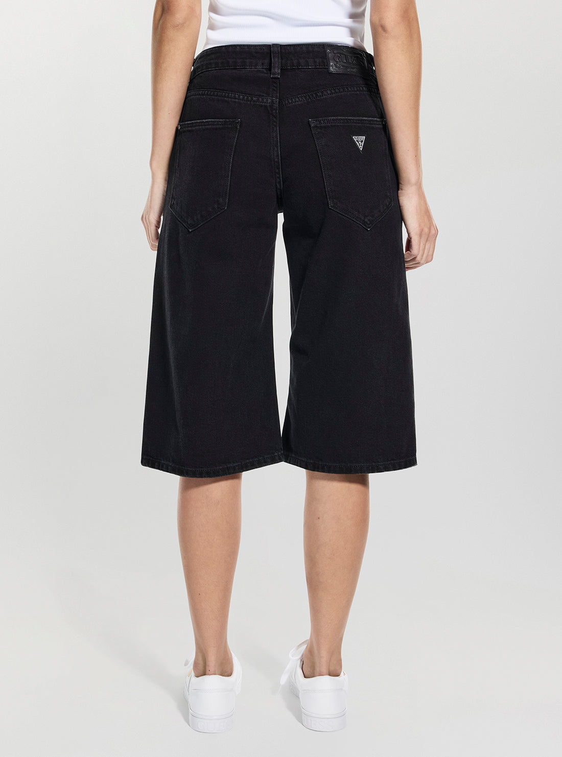 GUESS Womens Black Baggy Bermuda Shorts W5BD91D0981 Back View