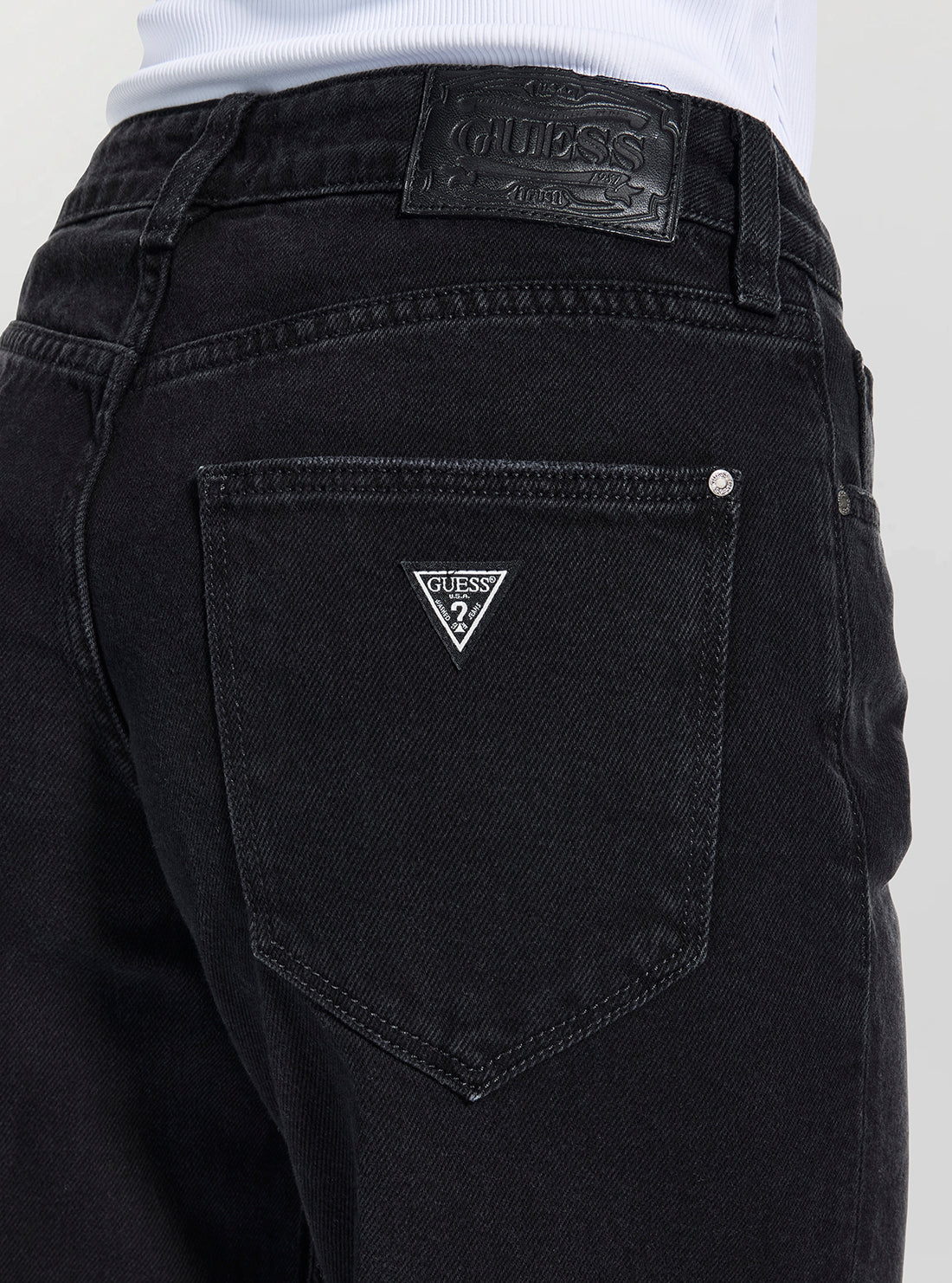 GUESS Womens Black Baggy Bermuda Shorts W5BD91D0981 Back View