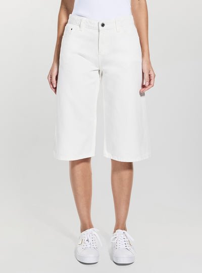 GUESS Womens White Baggy Bermuda Shorts W5BD91D5N92 Front View