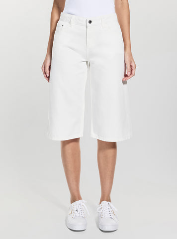 GUESS Womens White Baggy Bermuda Shorts W5BD91D5N92 Front View