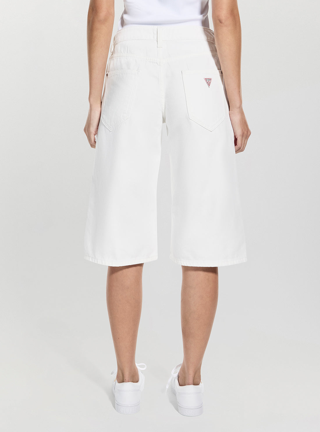 GUESS Womens White Baggy Bermuda Shorts W5BD91D5N92 Back View