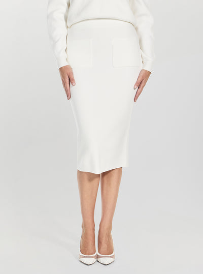 GUESS Womens Eco White Harley Longuette Midi Skirt W5BD94Z0572 Front View