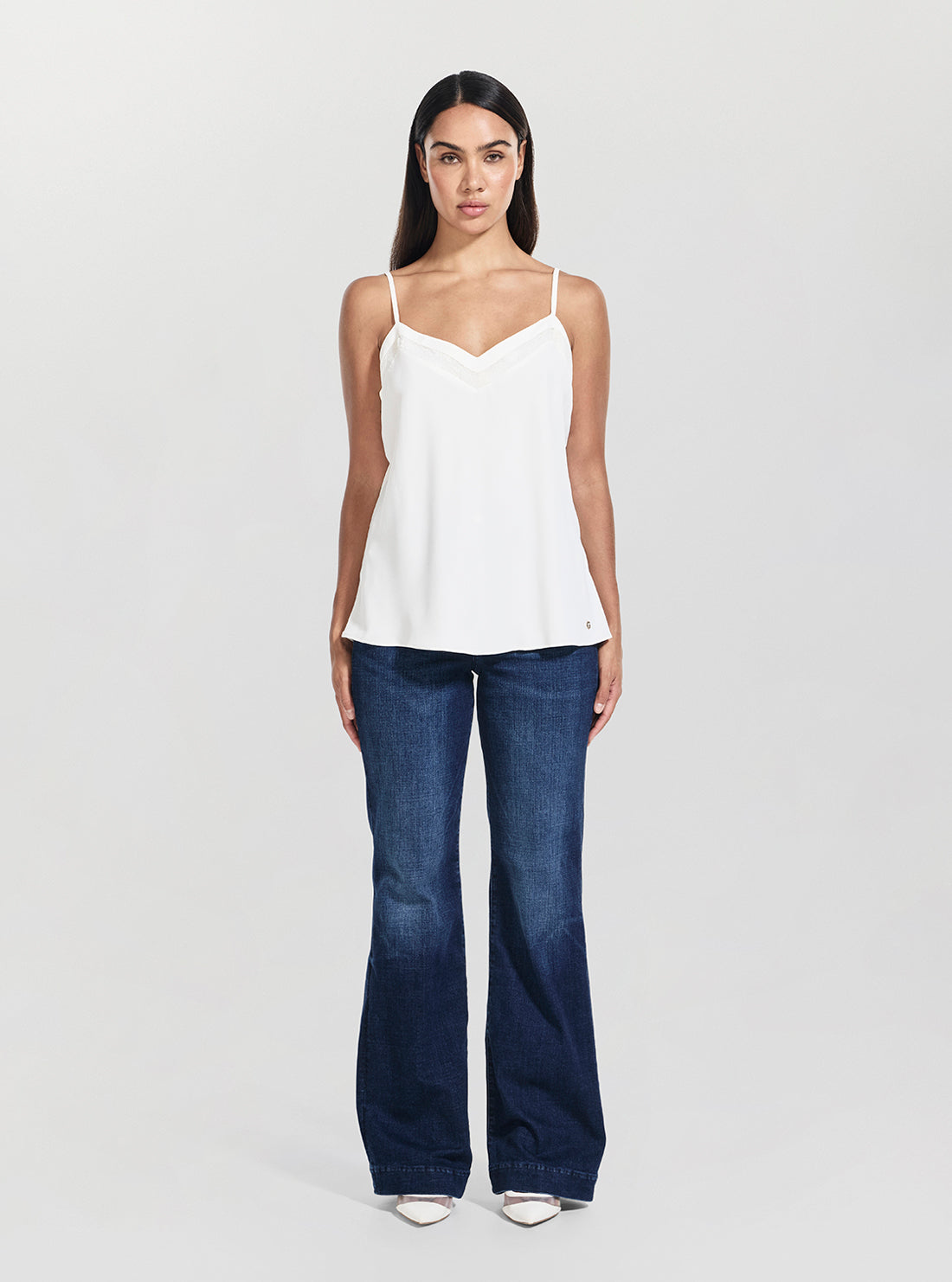 GUESS Womens White Eve Camisole Top W5BH79W2982 Full View