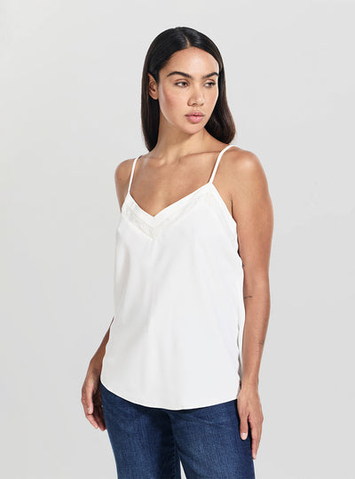 GUESS Womens White Eve Camisole Top W5BH79W2982 Front View