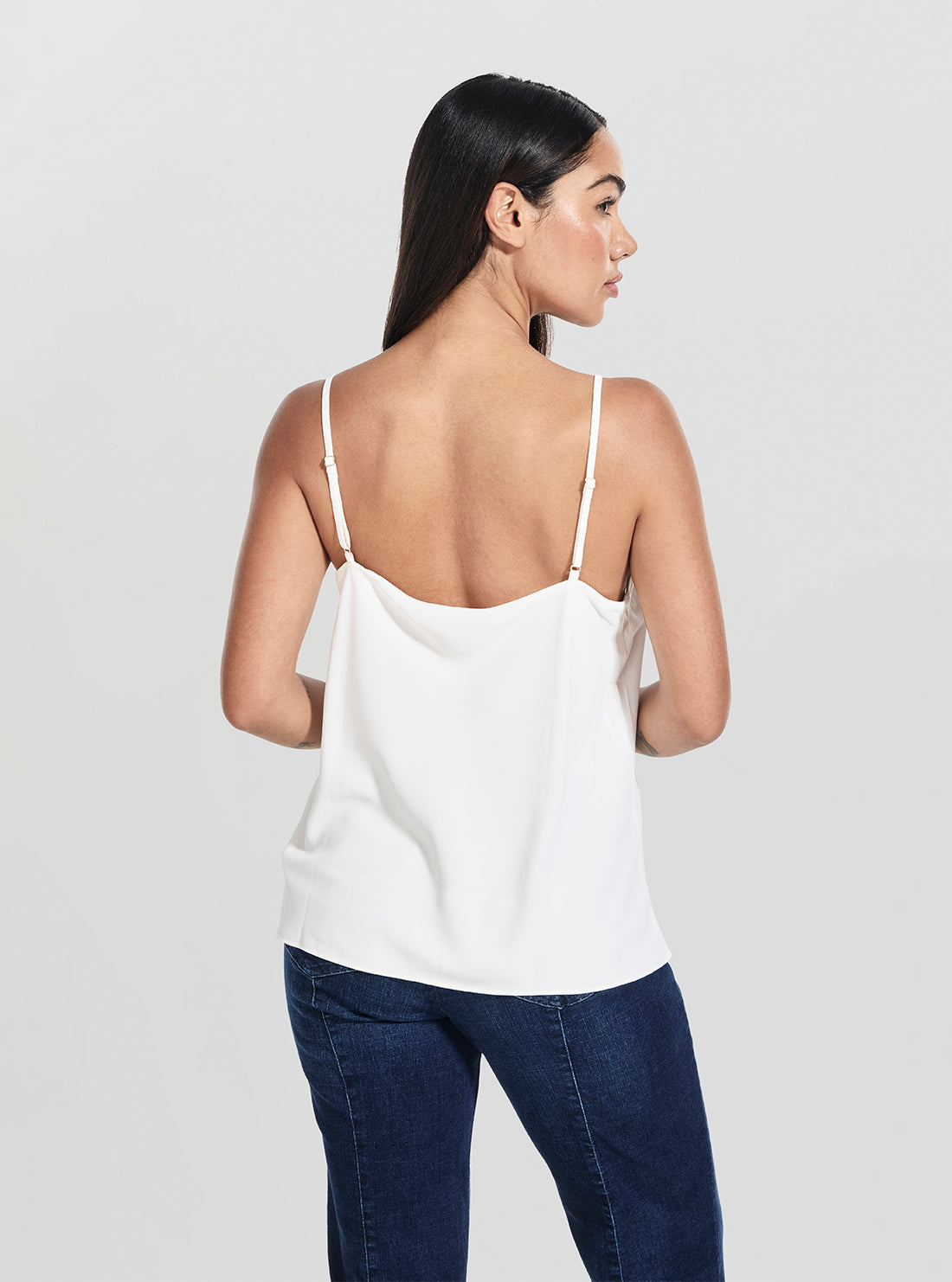 GUESS Womens White Eve Camisole Top W5BH79W2982 Back View