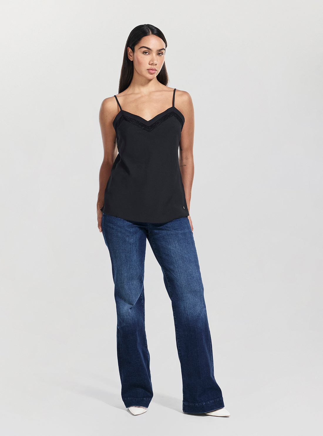 GUESS Womens Black Eve Camisole Top W5BH79W2982 Full View