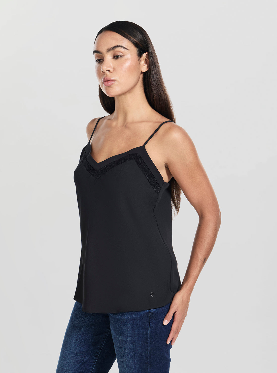 GUESS Womens Black Eve Camisole Top W5BH79W2 Side View