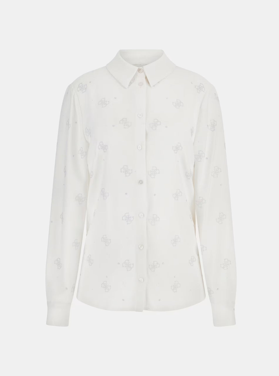 GUESS Womens Eco White Flore Logo Hotfix Shirt W5BH80W2982 Flatlay
