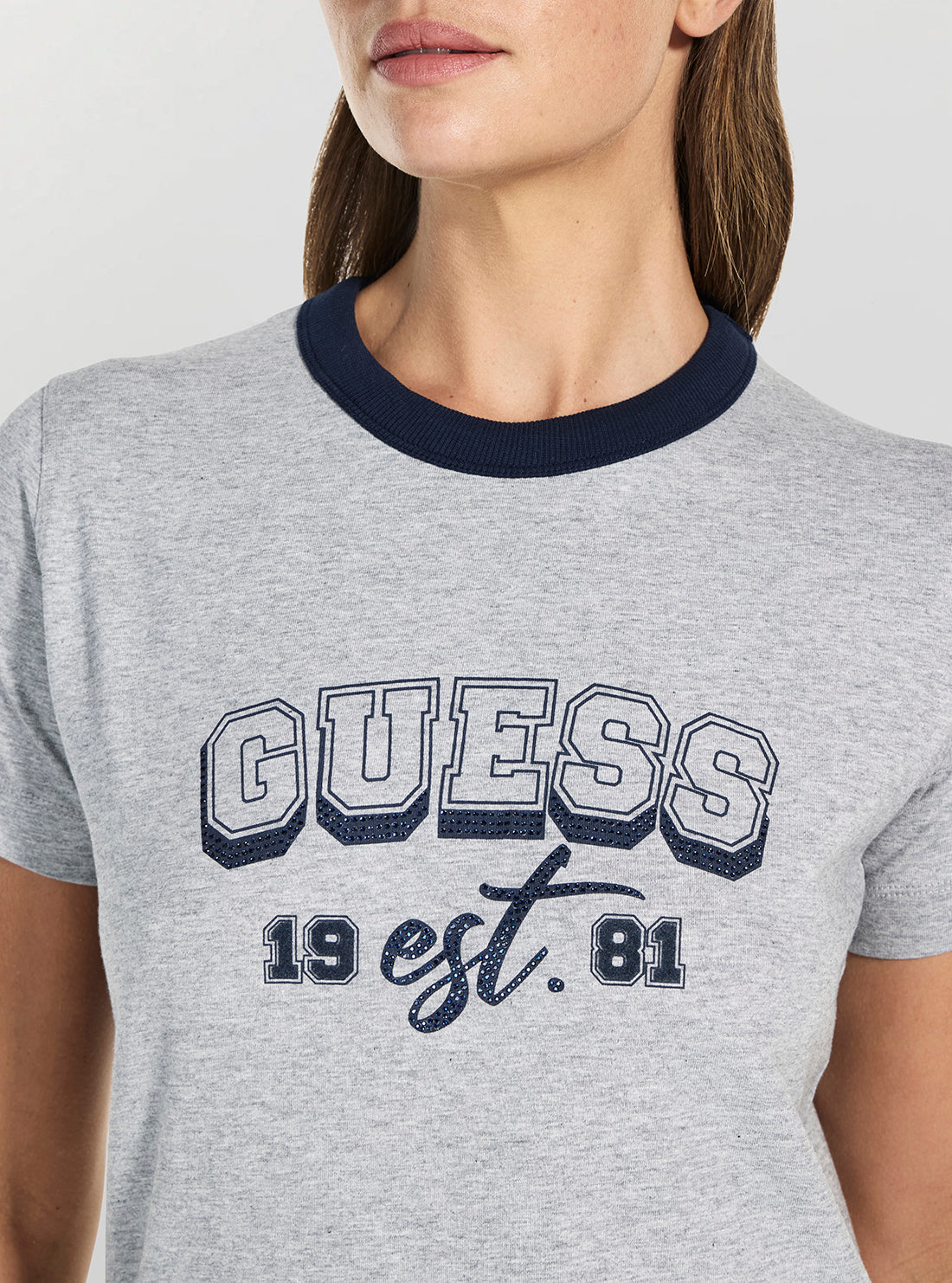 GUESS Womens Eco Grey College Guess T-Shirt W5BI14I3Z1 Detail View