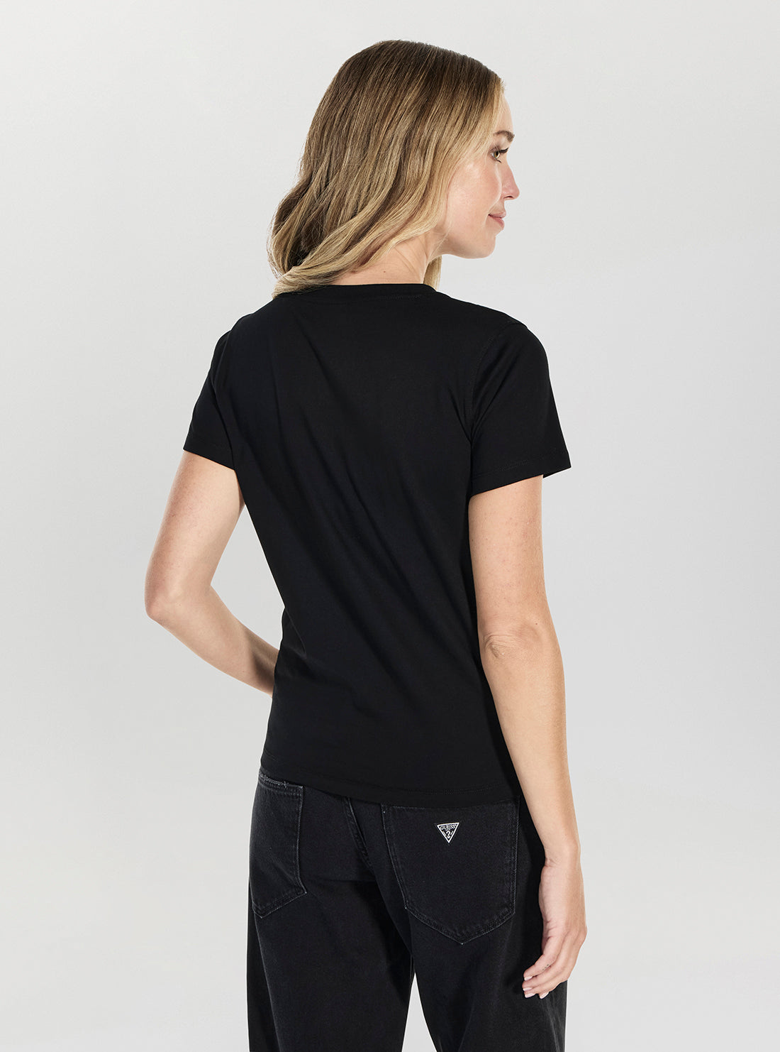 GUESS Womens Eco Black 4G Allover T-Shirt W5BI21I3Z14 Back View