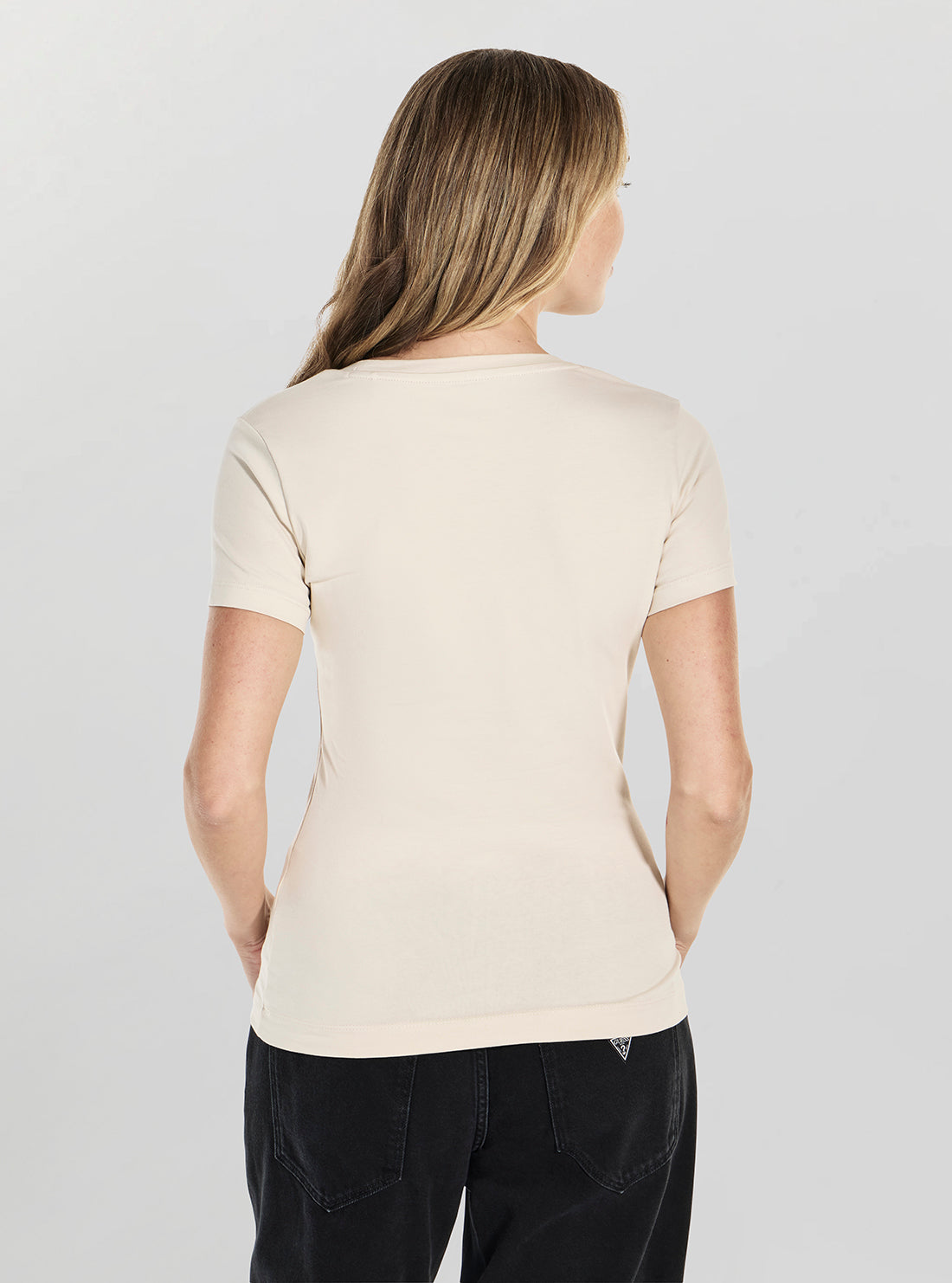GUESS Womens Eco Beige Leo Logo T-Shirt W5BI28J1314 Back View