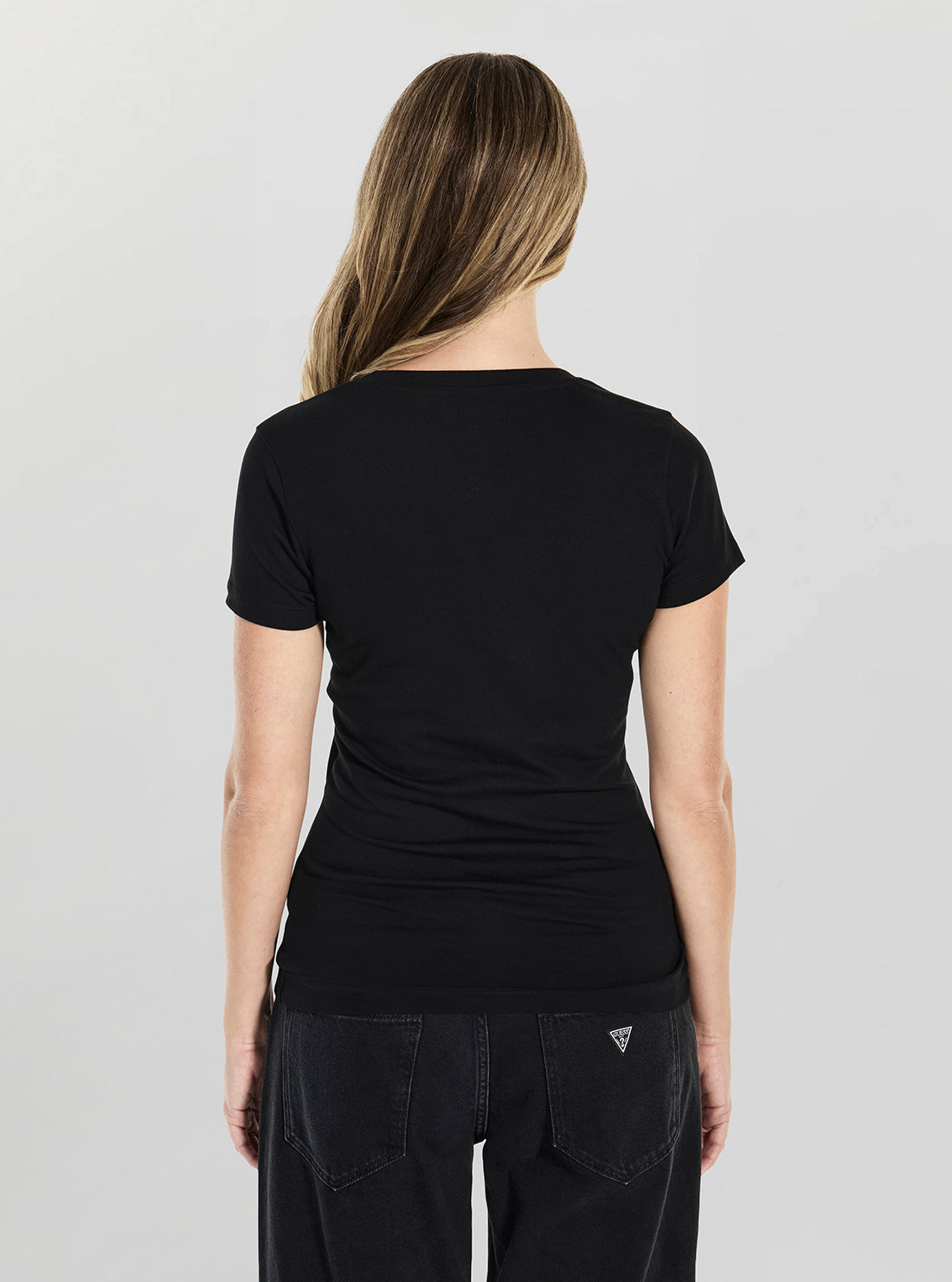 GUESS Womens Eco Black Leo Logo T-Shirt W5BI28J1314 Back View