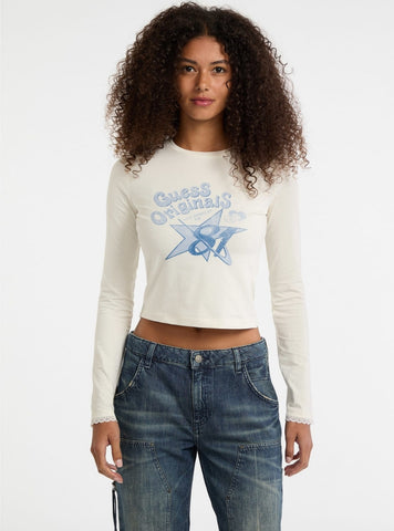 Guess Originals White Star 81 Printed Baby T-Shirt W5BI52J1314 Front View