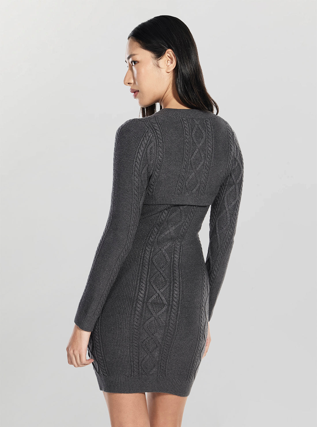 Grey Daphne Cable Knitted Dress | GUESS Grey Daphne Cable Knitted Dress | GUESS