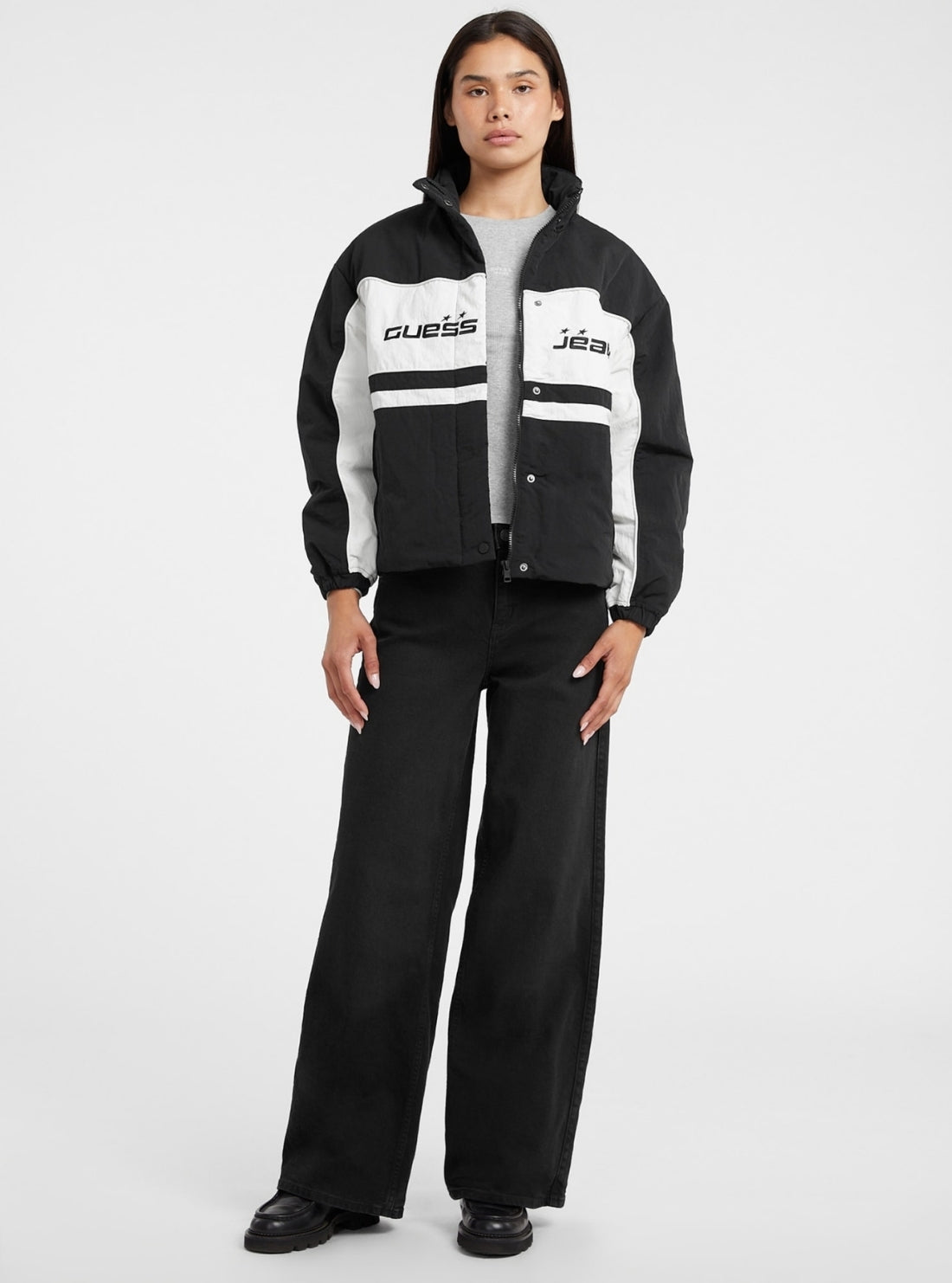 Guess Jeans Black Windbreaker Jacket W5BL11WGYL2 Full View