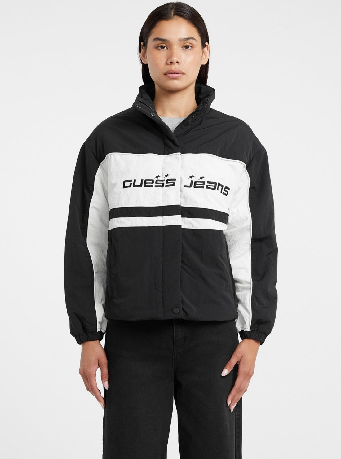 Guess Jeans Black Windbreaker Jacket W5BL11WGYL2 Front View_2