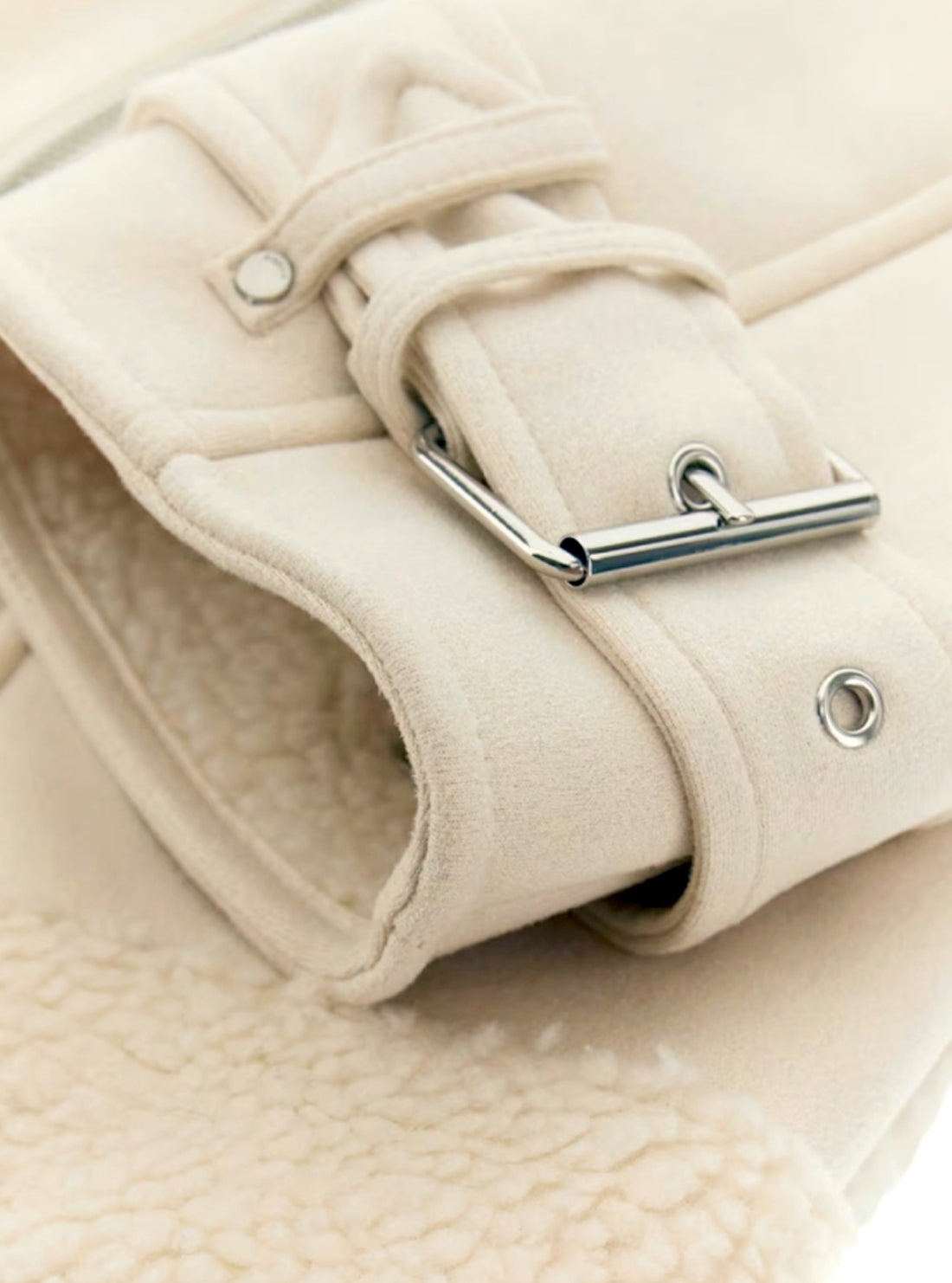 GUESS Womens Eco White Maristella Faux Shearling Jacket W5BL23W2662 Detail View