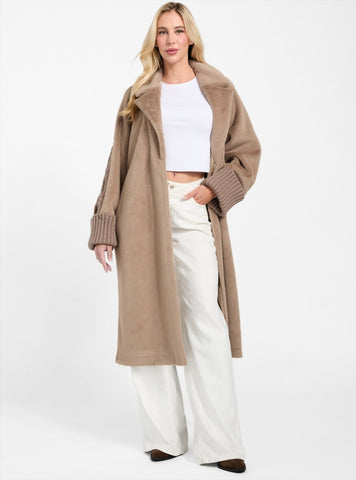 GUESS Womens Brown Ludovica Faux Fur Coat W5BL63W4200 Full View