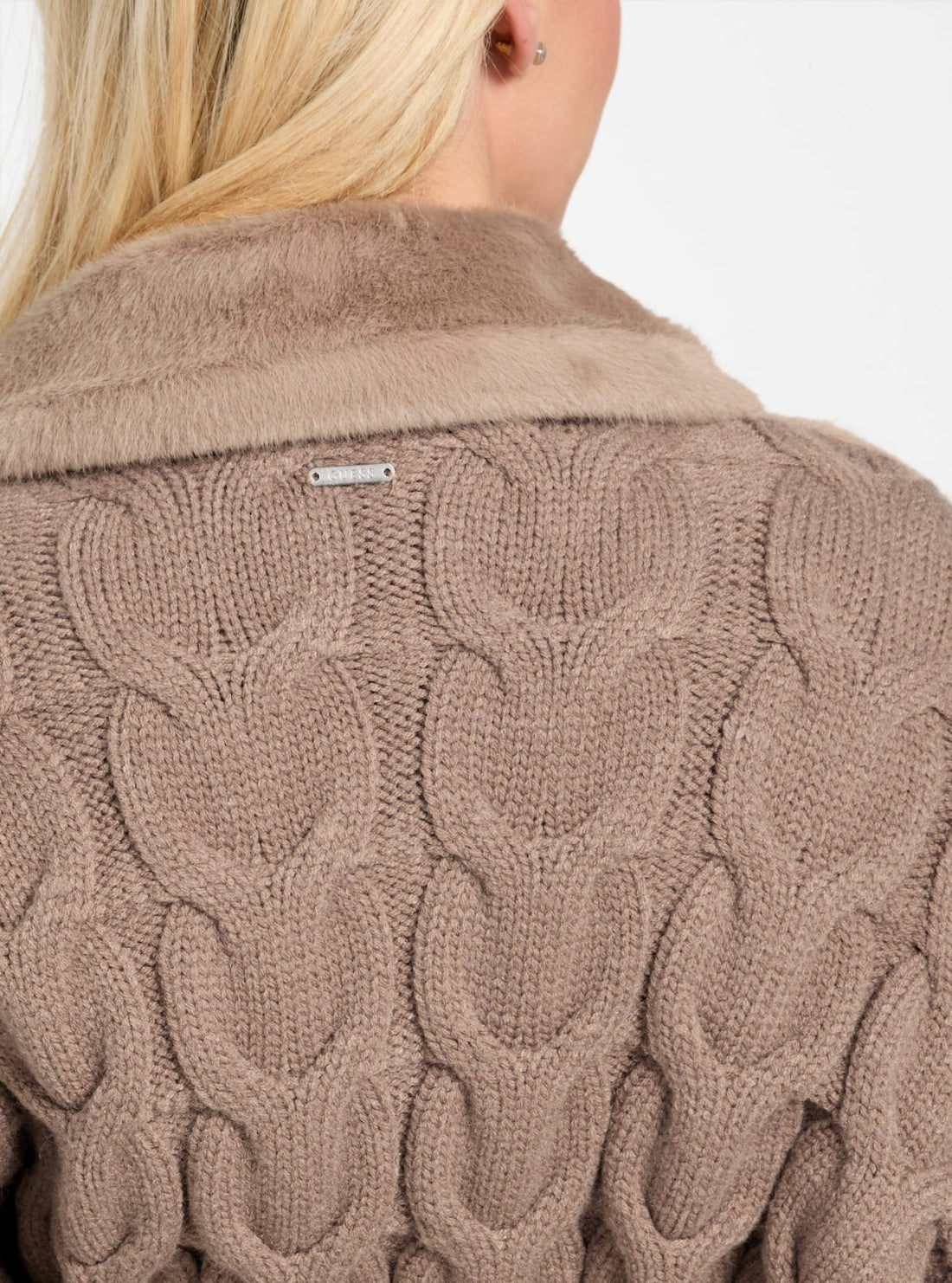 GUESS Womens Brown Ludovica Faux Fur Coat W5BL63W4200 Back View