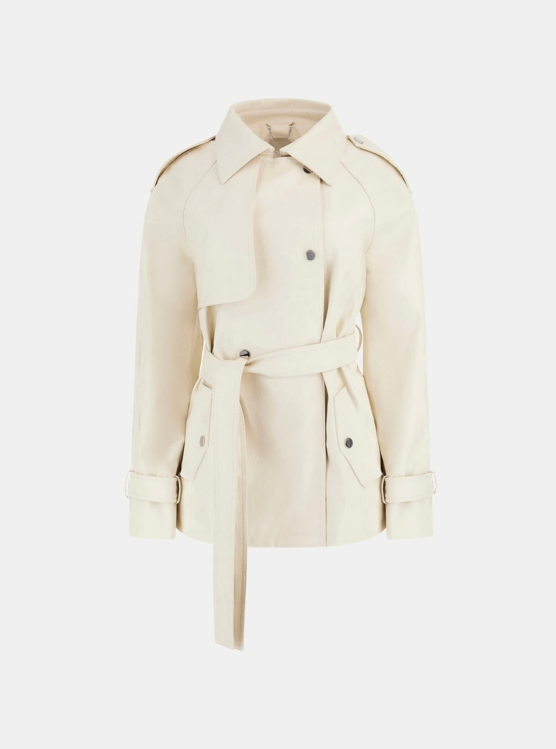 White Marika Faux-Leather Short Trench Coat | GUESS