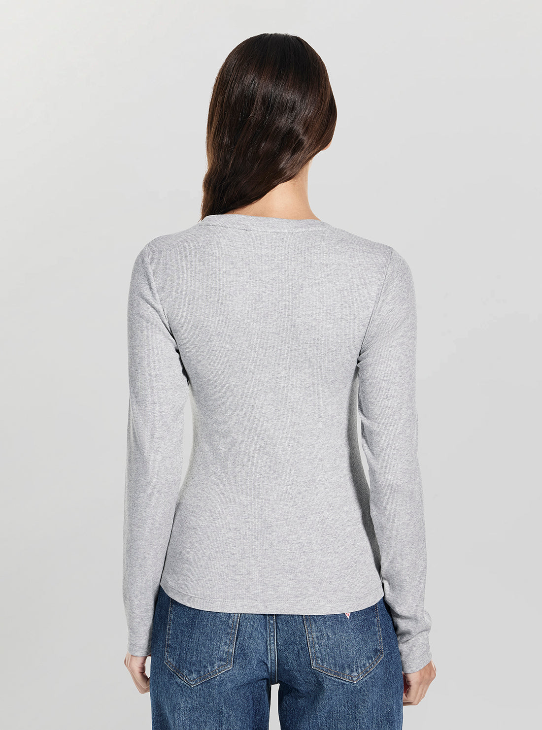 Guess Jeans Grey Embroidered Slim Top W5BP01KA0H1 Back View