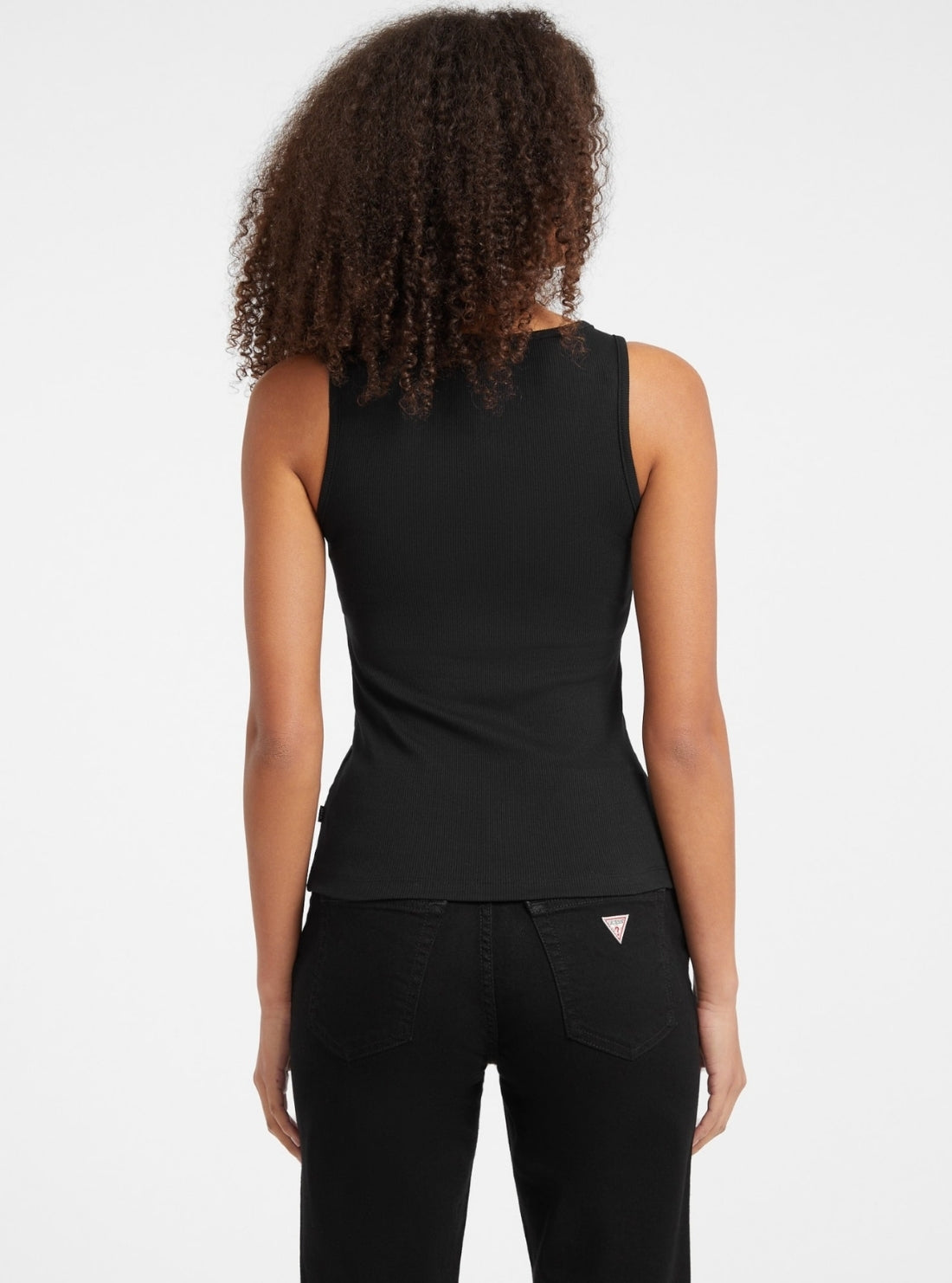 Guess Jeans Black Slim Rib Tank Top W5BP04KA0H1 Back View
