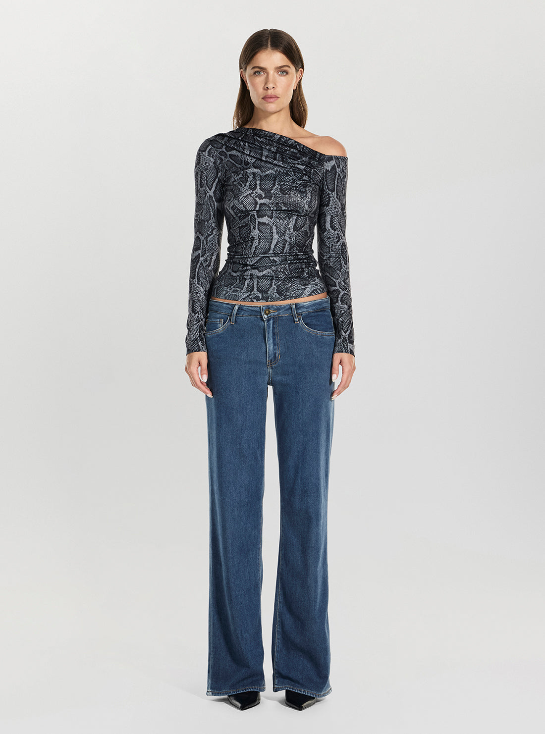 Eco Grey Skin Print Anita Top W5BP08K1492 Full View