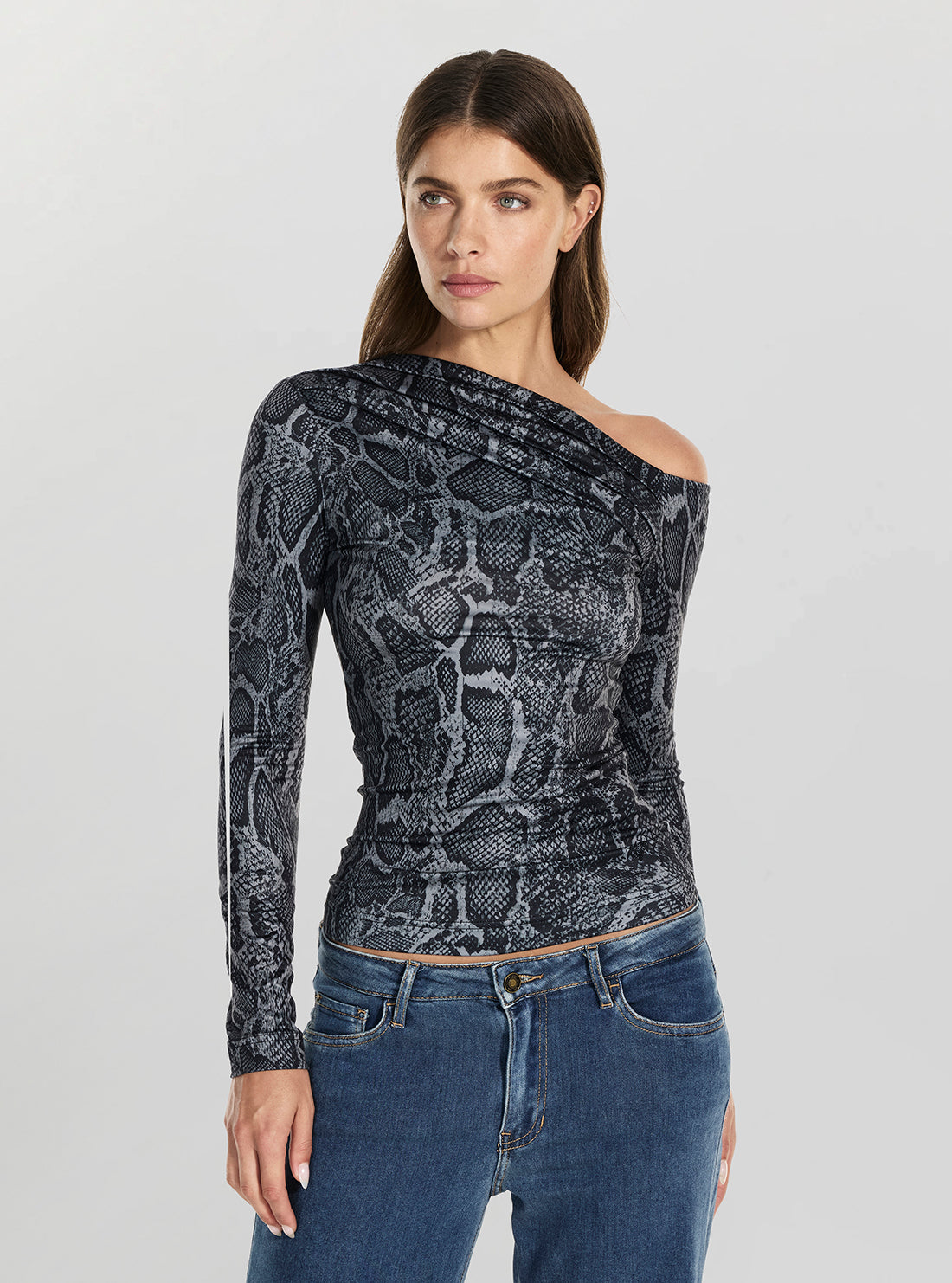 Eco Grey Skin Print Anita Top W5BP08K1492 Side View