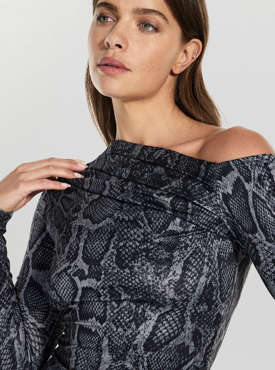Eco Grey Skin Print Anita Top W5BP08K1492 Detail View