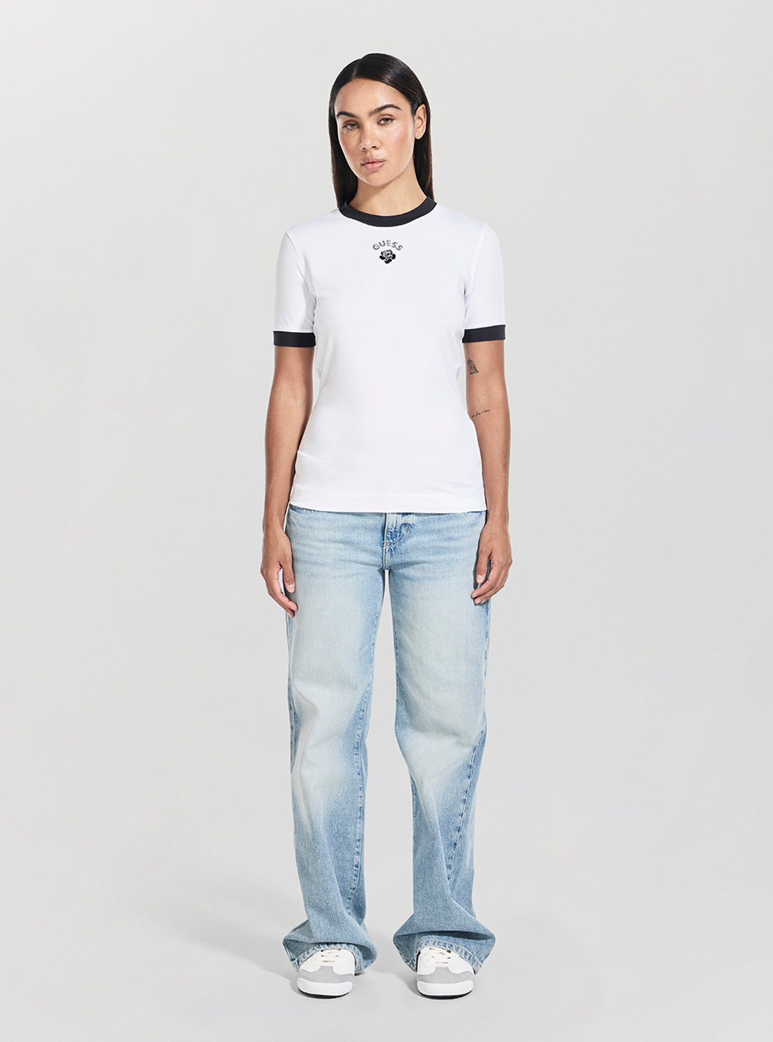 GUESS Womens White Mini Rose T-Shirt W5BP22K1262 Full View