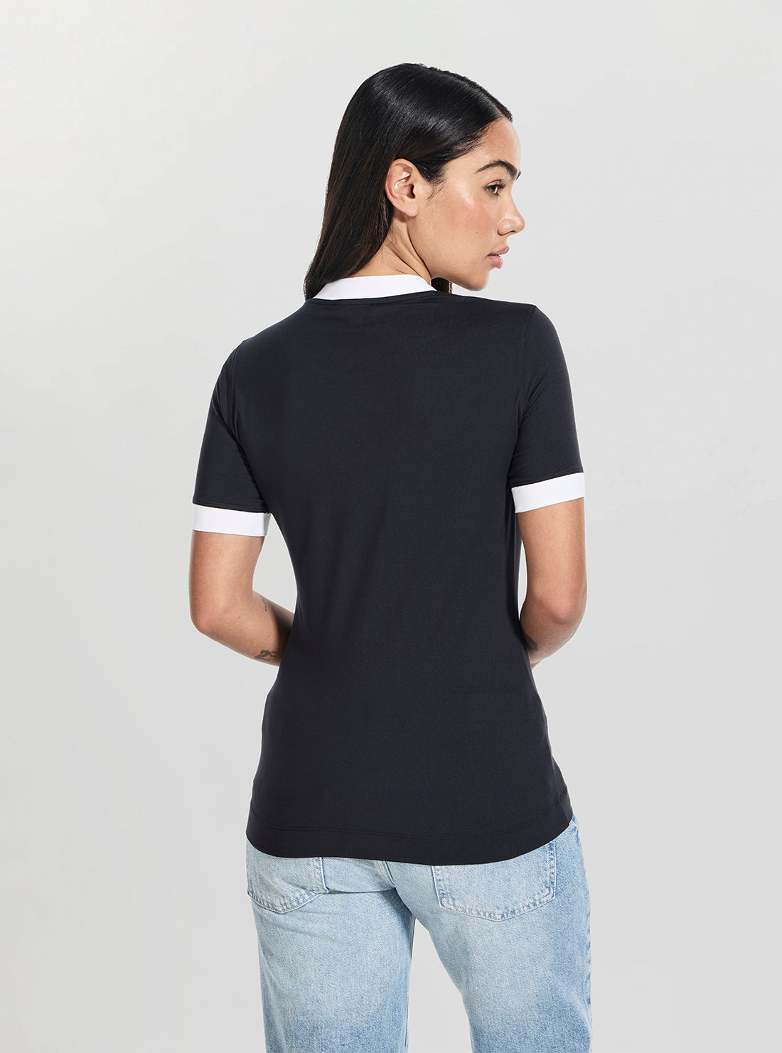 GUESS Womens Black Mini Rose T-Shirt W5BP22K1262 Back View