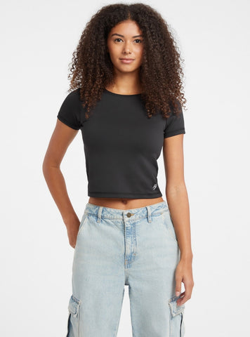 Guess Jeans Black Active Embroidered Top W5BP56K1092 Front View