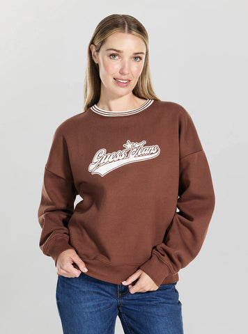 Guess Jeans Brown Puff Star Sweatshirt W5BQ23KC811 Front View
