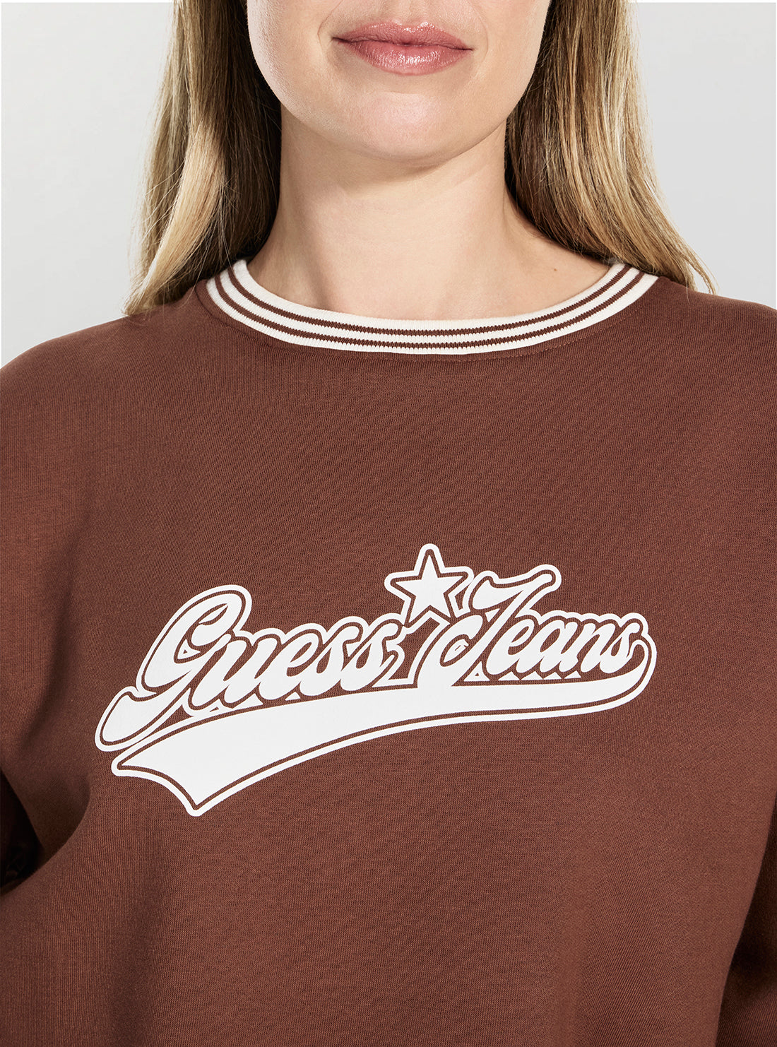 Guess Jeans Brown Puff Star Sweatshirt W5BQ23KC811 Detail View