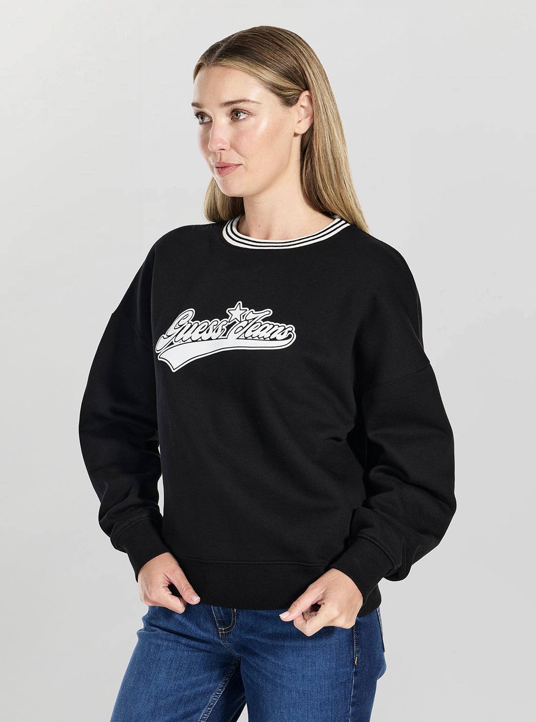Guess Jeans Black Puff Star Sweatshirt W5BQ23KC811 Side View
