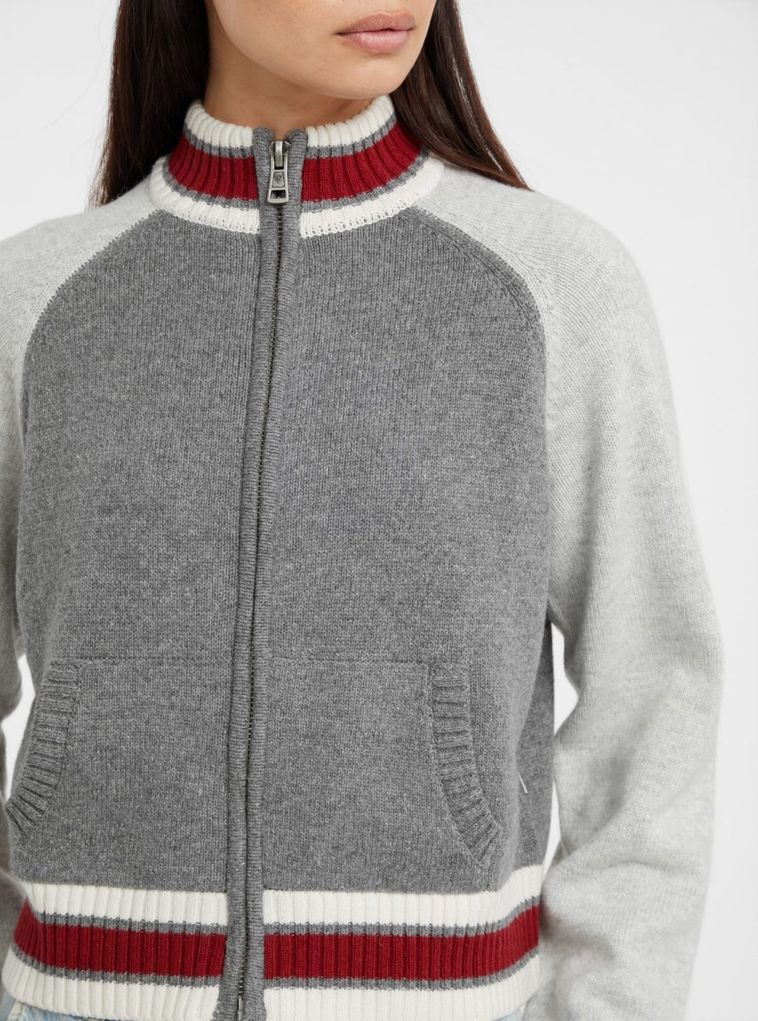 Guess Jeans Grey Intarsia Cardigan W5BR12Z0561 Detail View