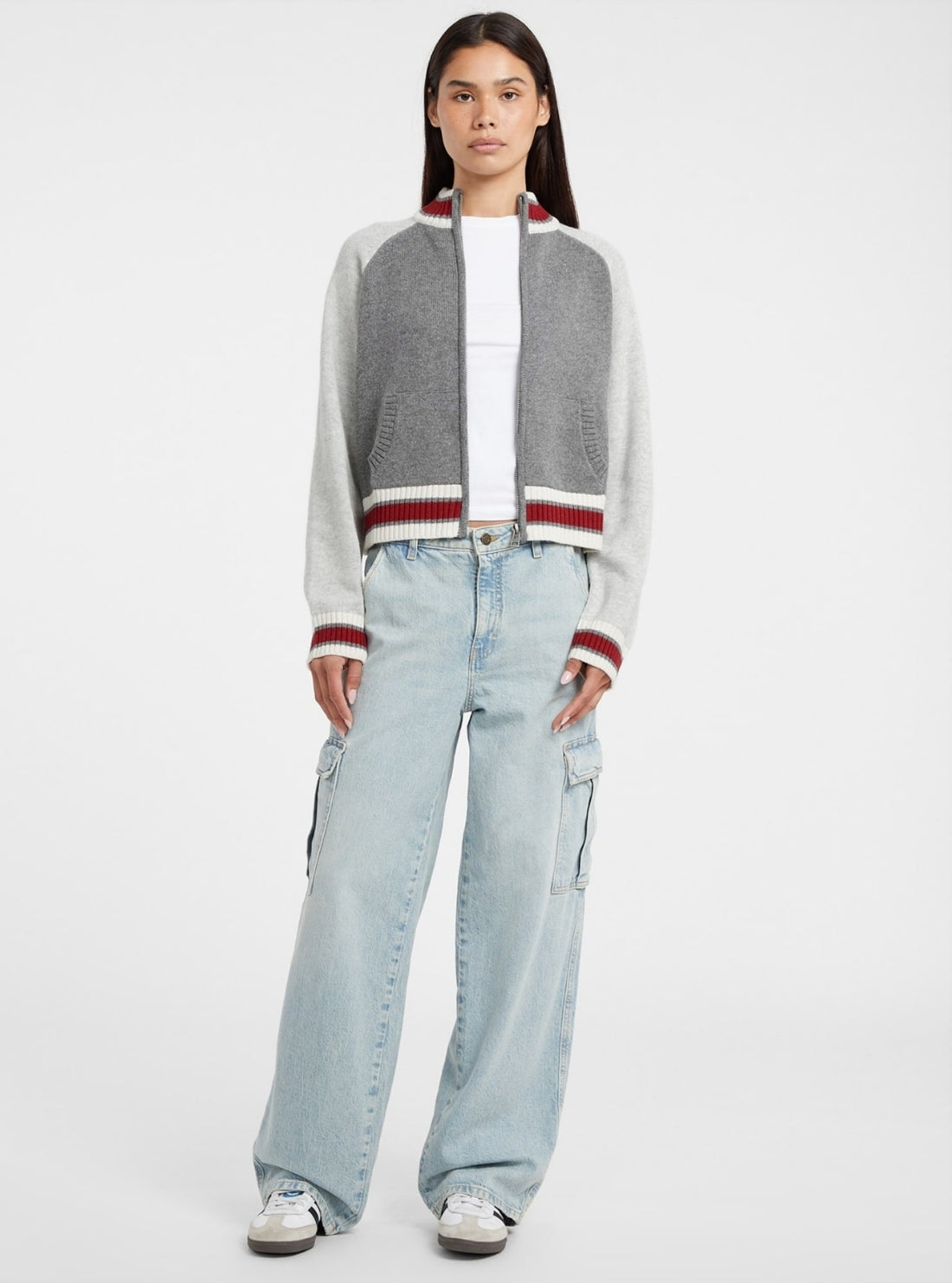 Guess Jeans Grey Intarsia Cardigan W5BR12Z0561 Full View