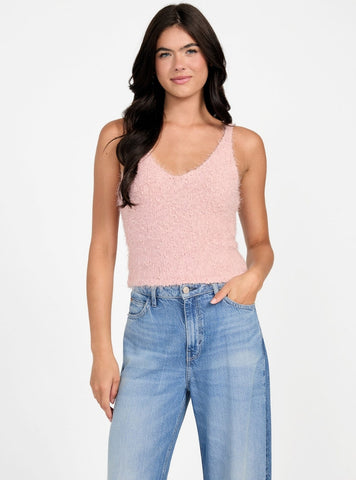 GUESS Womens Eco Pink Bea Sweater Tank Top W5BR20Z3OX2 Front View
