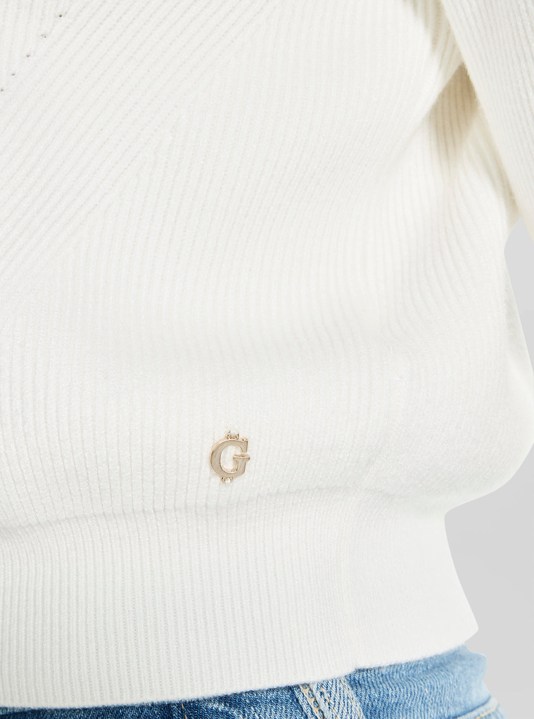 GUESS Womens White Harley Zip Sweater W5BR29Z0572 Detail View