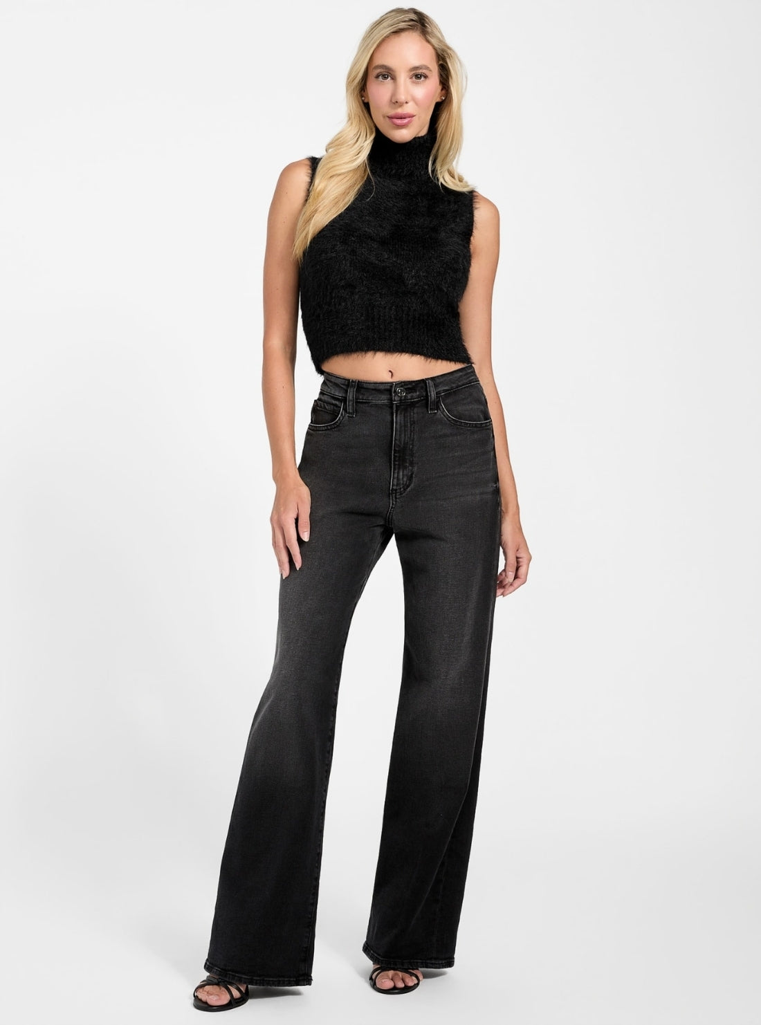 GUESS Womens Black Turtle Neck Mei Sweater W5BR57Z3BH0 Ful View