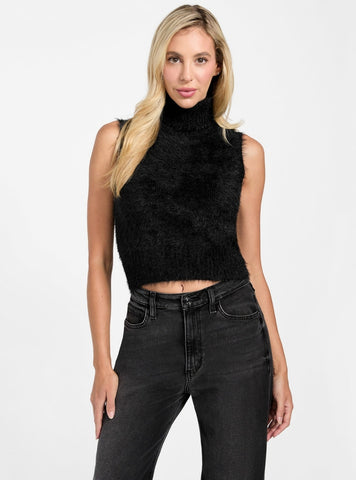 GUESS Womens Black Turtle Neck Mei Sweater W5BR57Z3BH0 Front View