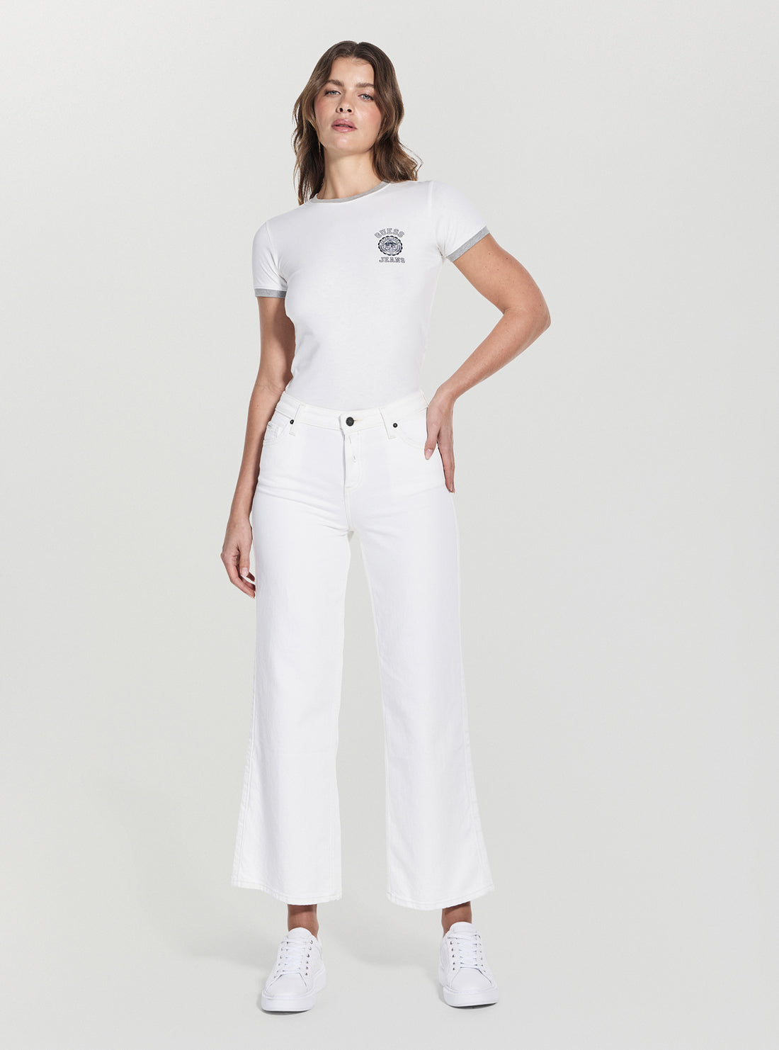 Guess Jeans Eco White Wide Leg Jeans W5GA0YD5M62 Full View