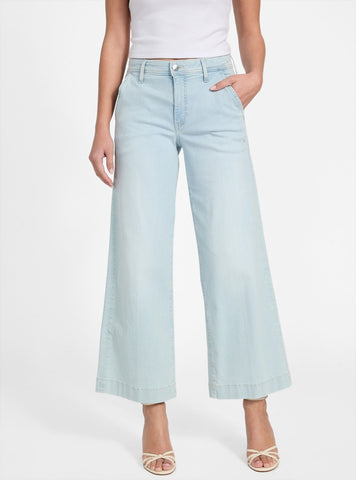 GUESS Womens Zoya Wide Leg Crop Jeans in Nuage Light Wash Full View